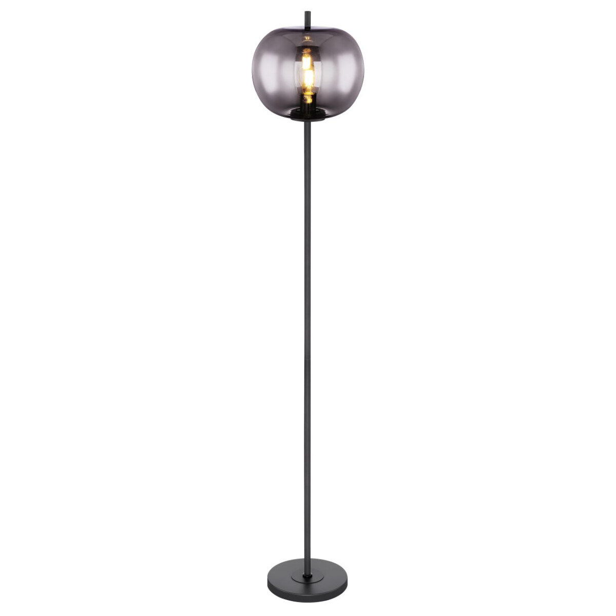 9007371395835 - - Stehlampe blacky mit Rauchglas Lampenschirm ø 30cm Metall Schwarz