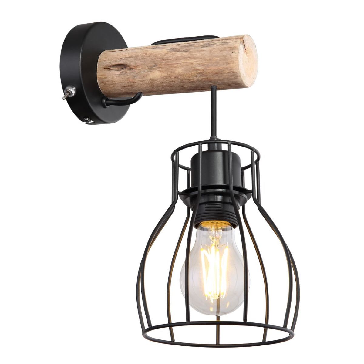 9007371409617 - - Retro Wand Leuchte Käfig Design Holz Natur Strahler Wohn Zimmer Beleuchtung Vintage Gitter Lampe 15326NW