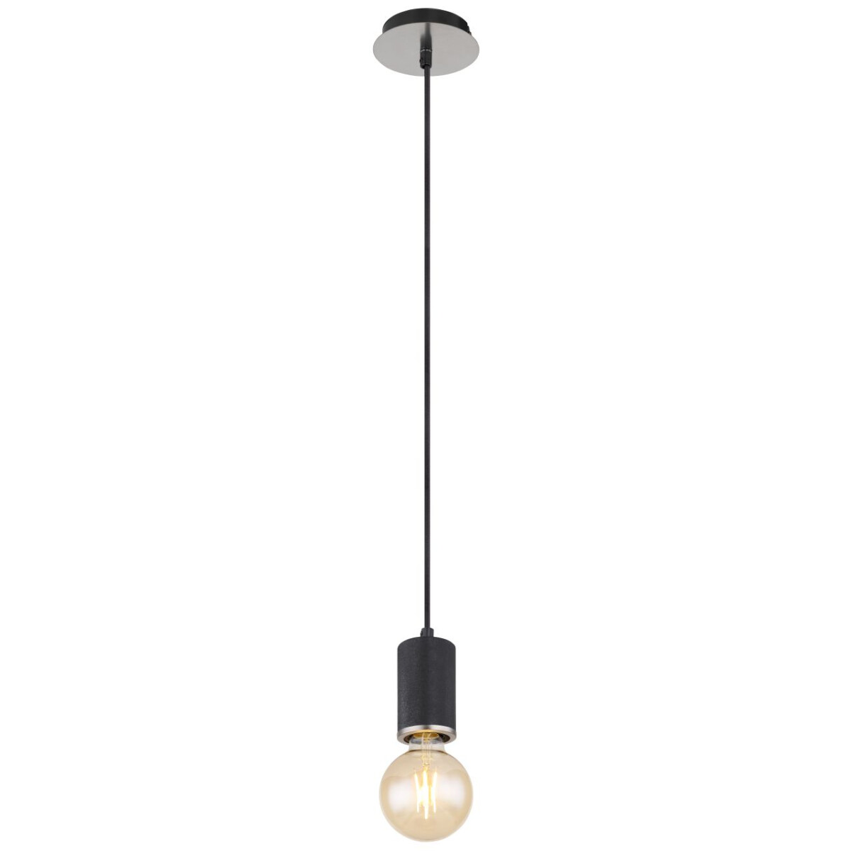 9007371420148 - 54032-1HB Hängeleuchte joseba E27 1x60W Metall schwarz matt Nickel matt H160cm Ø12cm dimmbar - Globo