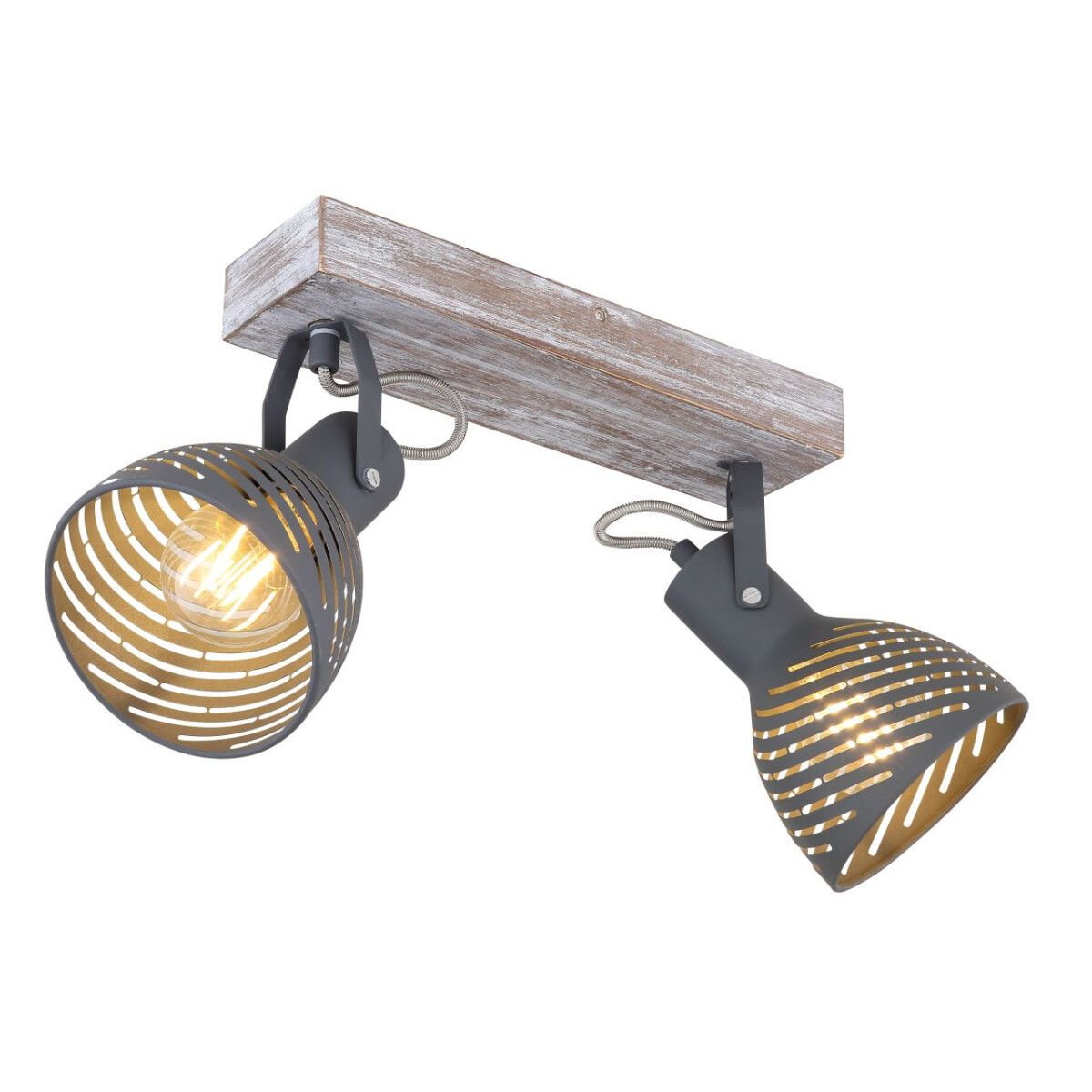 9007371422678 - Lighting - MORI - Strahler Holz antik weiß getüncht 2x E27