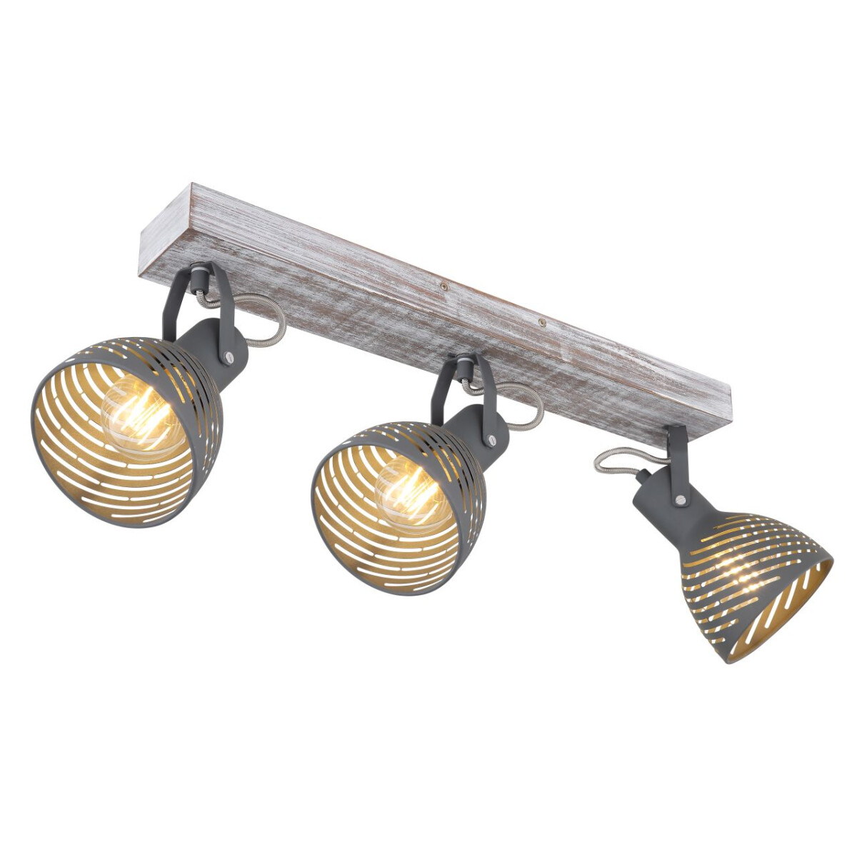 9007371425679 - Lighting - MORI - Strahler Holz antik weiß getüncht 3x E27