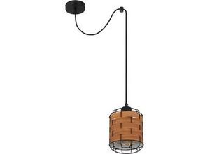 9007371429448 - 15665-1H Hängeleuchte elmar E27 1x40W Metall schwarz matt Kunststoff Holzoptik H200cm Ø15cm - Globo