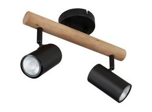 9007371431342 - 57913-2 Spotleuchte herti GU10 led 2x5W Holz dunkelbraun Metall schwarz matt B10cm H195cm - Globo