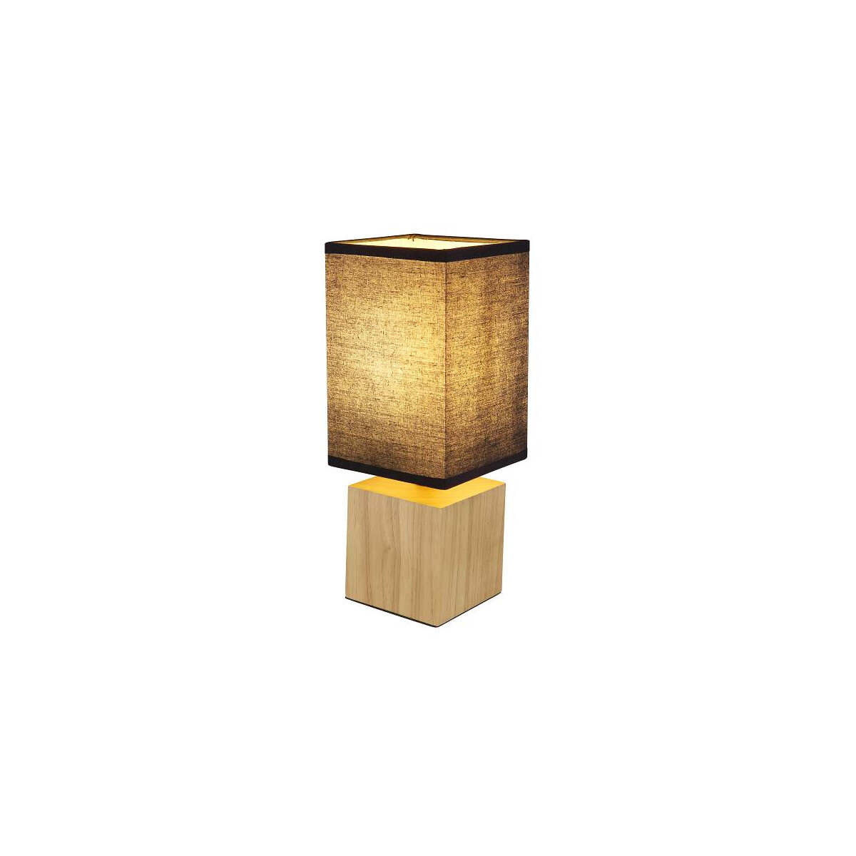 9007371432363 - Lighting - Tischleuchte Beistelllampe Schlafzimmerleuchte Holz Textil Schwarz h 30 cm