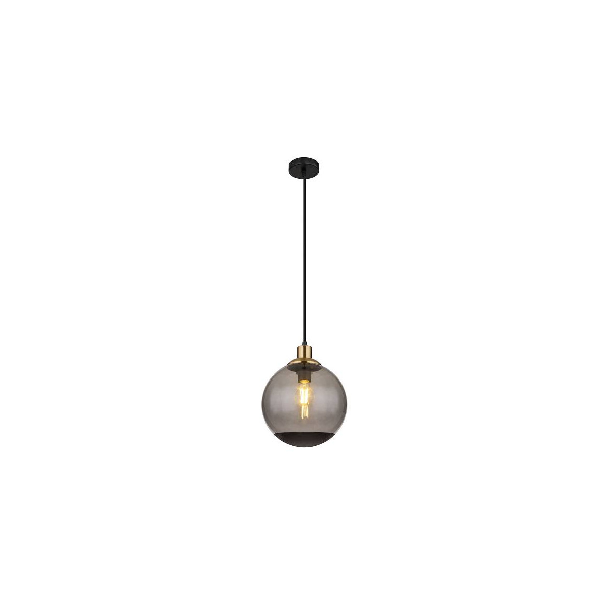 9007371435371 - 15860H Hängeleuchte potter E27 1x40W Metall schwarz matt Glas rauchfarben H120cm Ø25cm - Globo