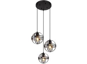 9007371438266 - GLOBO 15639-3H Hängeleuchte TAMARA E27 3x60W Metall schwarz matt H120cm Ø47cm