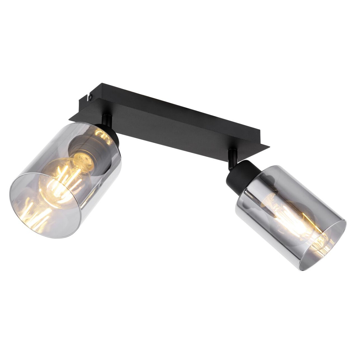 9007371440214 - Etc-shop - Deckenlampe Spotleuchte Deckenleuchte Esszimmer Glaslampe rauchfarben 2 flammig zum verstellen Metall 2x E27 Fassungen LxBxH 27x9x215