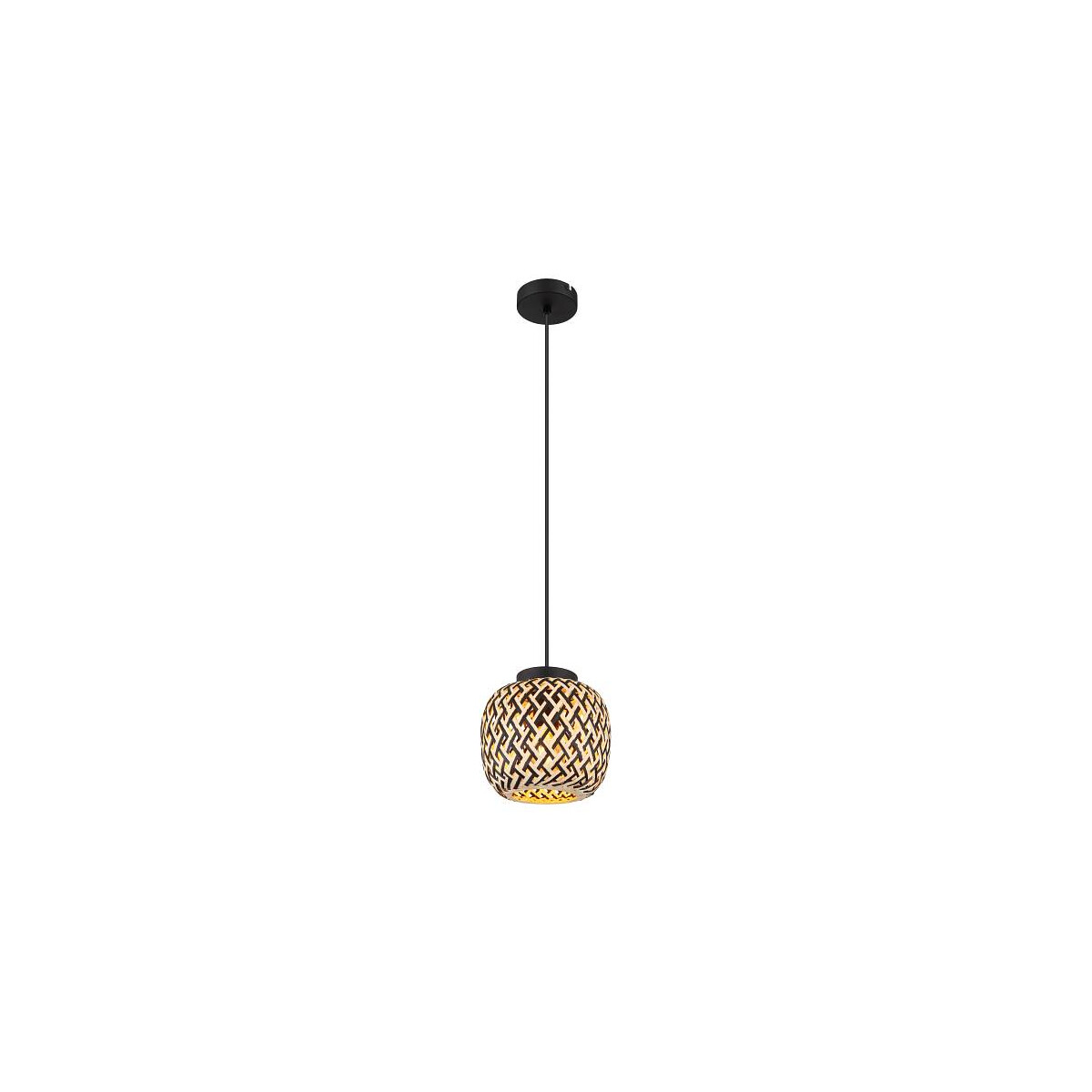 9007371441815 - GLOBO 15766H Hängeleuchte COLLY E27 LED 1x15W Metall schwarz matt naturfarben H120cm Ø20cm höhenverstellbar