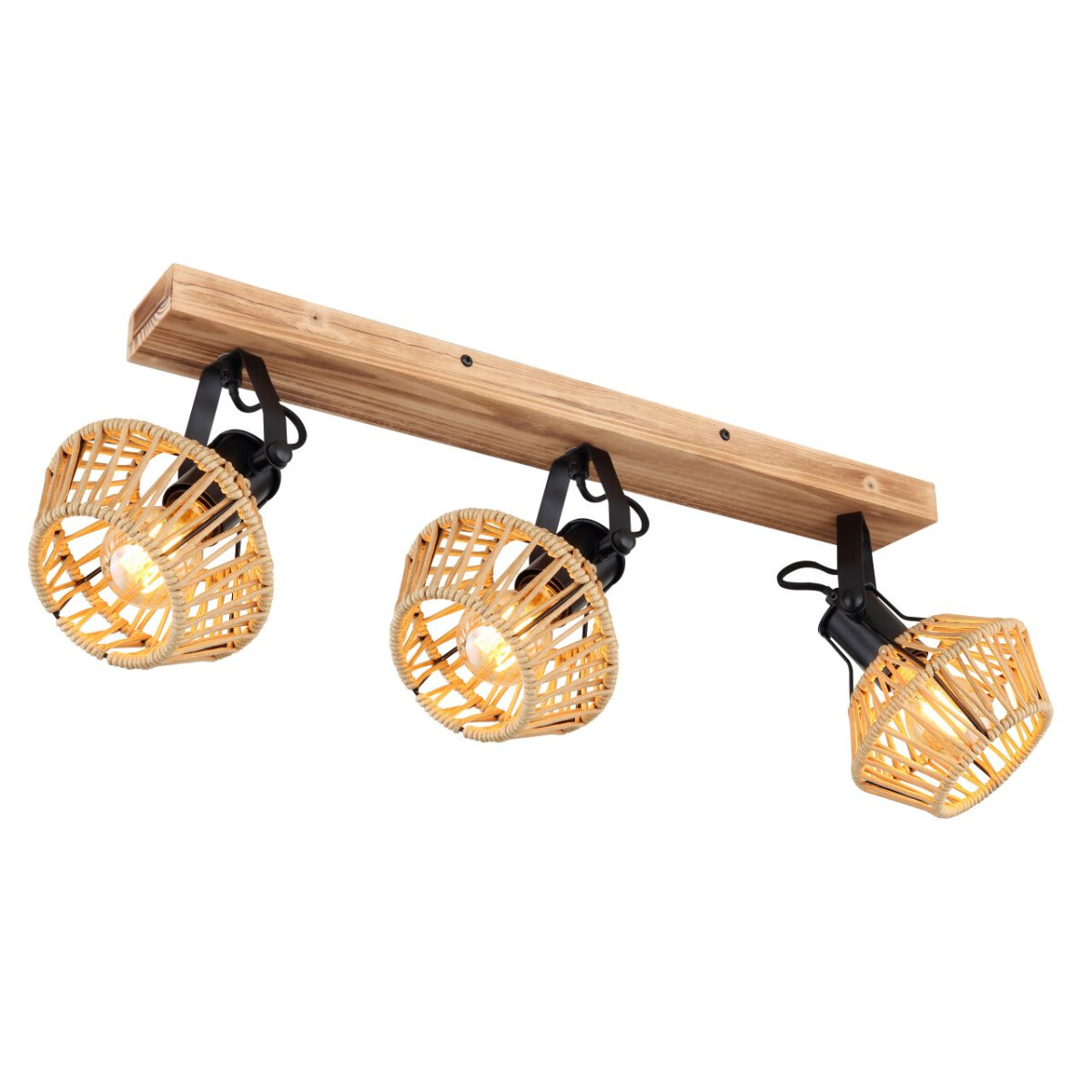 9007371442355 - - Deckenleuchte Deckenstrahler 3 Flammig Wohnzimmerleuchte Holzoptik Deckenlampe