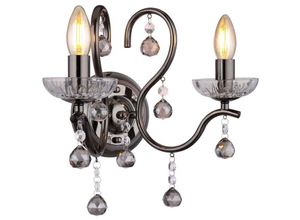 9007371456567 - Lighting - Wandlampe Wandleuchte Wohnzimmerleuchte Glaskristalle rauchfarben 2 Flammig E14