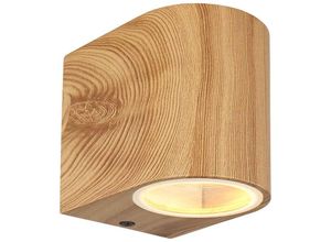 9007371460724 - - Wandlampe Außenleuchte Gartenlampe alu Holzoptik up & down Strahler IP44 h 80 cm