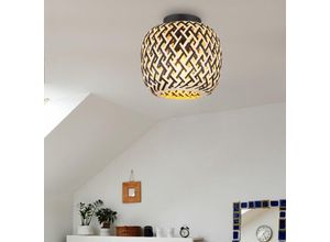 9007371460861 - - Deckenleuchte Wohnzimmerlampe Deckenlampe Metall Schwarz-matt d 20 cm Bambus