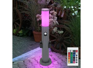 9007371461738 - Stehlampe Garten dimmbar mit Fernbedienung Wegleuchte Außen mit Bewegungsmelder 2x Steckdose Sockelleuchte Edelstahl Anthrazit rgb led 85W 806lm