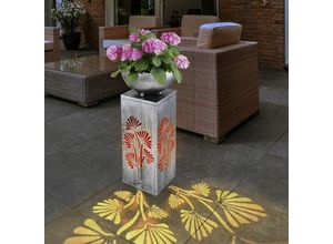 9007371463213 - Dekosäule mit Pflanzschale und Beleuchtung Solar Säulenleuchte Außen Pflanzsäule mit Schale Metall Lichteffekt 1x led warmweiß h 59 cm Garten