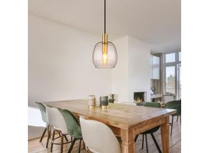 9007371467914 - Hängeleuchte Glas Höhenverstellbar Pendelleuchte messing Esszimmerleuchte hängend Alu 1x E14 Fassung DxH 16x120 cm