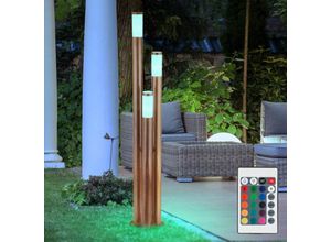 9007371469321 - Wegeleuchten Außen Edelstahl Außenlampe Standleuchte Gartenleuchte Holzoptik Edelstahl dimmbar Fernbedienung 3x RGB LED 85W 806Lm DxH 28 x 170 cm