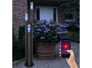 9007371469413 - Wegeleuchten Außen Edelstahl Außenlampe Standleuchte Gartenleuchte schwarz Kupfer rauchfarben App-Steuerung 3x Smart rgb led 10W 806Lm DxH 28 x