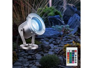 9007371469727 - - Gartenleuchte GU10 mit Erdspieß Außenstrahler Boden Gartenstrahler IP65 Strahler schwenkbarem dimmbar Fernbedienung rgb led 35W 290Lm DxH