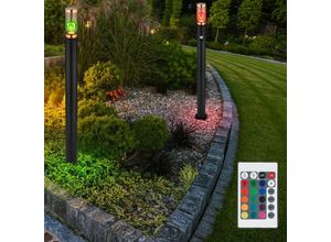 9007371469802 - Standleuchte dimmbar mit Fernbedienung led Stehleuchte Außen mit Bewegungsmelder Garten Edelstahl rauch kupfer schwarz rgb Farbwechsel 85W 806lm