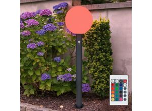 9007371469840 - - Wegeleuchte mit Bewegungsmelder Stehlampe Außen Gartenlampe IP44 Fernbedienung Dimmbar Aluminium anthrazit Glas opal 1x rgb led 85W 806Lm