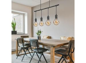 9007371470020 - - Pendelleuchte Hängelampe Esstischleuchte Industrial Pendellampe Wohnzimmer 4-flammig Metall grau antik 4x E27 LxH 90x120 cm
