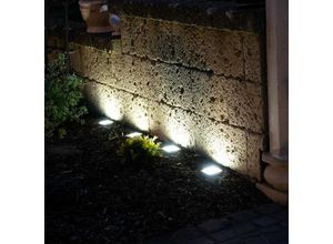 9007371470495 - Solar Terrassenbeleuchtung Boden Solarleuchte Boden Außen Gartenleuchten Solar mit Erdspieß Edelstahl 8x led kaltweiß LxBxH 10x10x13 cm 4er Set