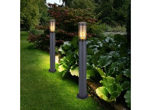 9007371470778 - - Standleuchte Außenbeleuchtung Sockelleuchte rauch anthrazit Außen Garten Stehlampe Edelstahl Kunststoff 1x E27 DxH 76x80 cm 2er Set