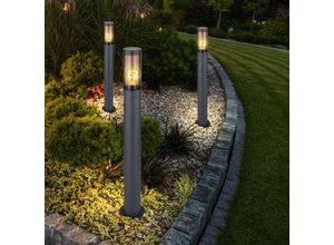 9007371470792 - - Standleuchte Außenbeleuchtung Sockelleuchte rauch anthrazit Außen Garten Stehlampe Edelstahl Kunststoff 1x E27 DxH 76x80 cm 3er Set