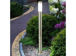 9007371471034 - - Stehleuchte Außenleuchte Gartenlampe Säulenleuchte Eingangsbeleuchtung Garten IP44 Edelstahl silber opal 1x E27 Fassung DxH 127x110 cm