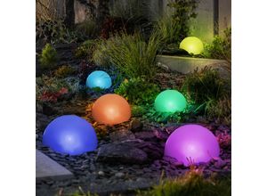 9007371472222 - - Solarleuchte Farbwechsel Kugellampe Außen Stecklampe Halbkugel Gartendeko Solar weiß 5x rgb led bunt DxH 15x19 cm 5er Set