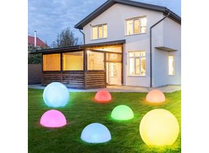 9007371472260 - Solarleuchte Farbwechsel Kugellampe Außen Stecklampe Halbkugel Gartendeko Solar weiß rgb led bunt 5x Halbkugel 2x Kugel 7er Set