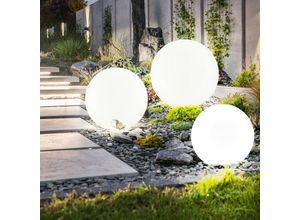 9007371472871 - - Solarlampe Solarleuchte Steckleuchte Gartenlampe Kugellampe Terrasse Akku IP44 Erdspieß weiß silber led warmweiß 3er Set