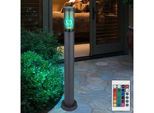 9007371473182 - Standleuchte Edelstahl Sockelleuchte rauch anthrazit Außen Garten Stehlampe Fernbedienung dimmbar 1x rgb led 85W 806Lm warmweiß DxH 76x80 cm