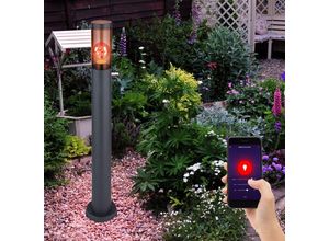 9007371473205 - - Standleuchte Edelstahl Sockelleuchte rauch anthrazit Außen Garten Stehlampe App Steuerung dimmbar 1x Smart rgb led 10W 806Lm DxH 76x80 cm