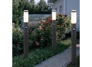 9007371473519 - - Stehlampe Außen Sockelleuchte Standlampe Terrasse Bewegungsmelder Edelstahl 1x E27 Fassung IP44 DxH 76x80 cm