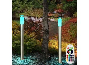 9007371473632 - Stehlampe dimmbar mit Fernbedienung Stehleuchte Außenlampe Gartenleuchte Wegelampe rgb Farbwechsel Edelstahl opal silber 85W 806lm warmweiß DxH