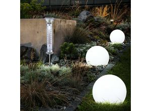 9007371473984 - - Solarlampe Solarleuchte Kugellampe Steckleuchte Gartenlampe Außenlampe Thermometer Akku Erdspieß IP44 silber metallic led warmweiß 4er Set 9007371473984 - - Solarlampe Solarleuchte Kugellampe Steckleuchte Gartenlampe Außenlampe Thermometer Akku Erdspieß IP44 silber metallic led warmweiß 4er Set