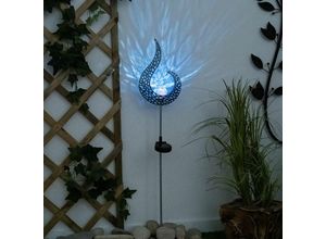 9007371475896 - - Solarleuchte Gartendeko Solar Fackeln Flamme Flammen Design mit blauem Lichteffekt led kaltweiß Crackle-Glas h 90 cm Garten Balkon