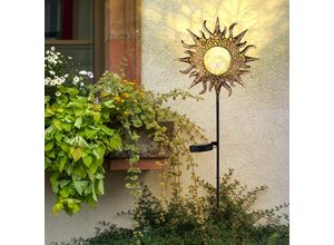 9007371476022 - - Gartendeko für draußen Sonne Solarlampen für Außen stehend Garten Solarleuchte Crackle Glaskugel rostfarben led warmweiß BxH 242x815 cm