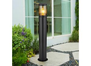 9007371476350 - Stehlampe Standleuchte Außenbeleuchtung Sockelleuchte rauch Außen Garten Edelstahl Kunststoff 1x E27 Fassung DxH 14x80 cm