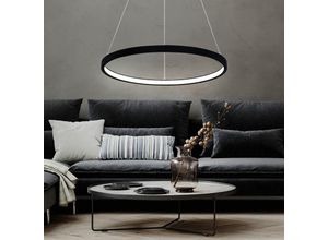 9007371476671 - Hängeleuchte Pendelleuchte Ring rund LED Lampen Wohnzimmer hängend Modern aus Metall in schwarz-matt opal 1x LED 19W 800Lm warmweiß DxH 385x120 cm