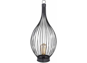 9007371476923 - Solarlampe schwarz Außenleuchte modern Terrassenlampe Balkon Gartenleuchte Käfig-Design Metallstäbe Akku wetterfest 1x LED warmweiß DxH 25x57 cm