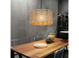 9007371477074 - - Hängeleuchte Pendellampe Esszimmer Hanfseil Deckenlampe Metall Metall schwarz braun Fassung 1x E27 DxH 40x156 cm