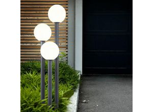 9007371477296 - - Wegeleuchte Außenstehlampe anthrazit Gartenleuchte Edelstahl Glas Stehleuchte opal Aluminium Druckguss 3x E27 DxH 45x160 cm