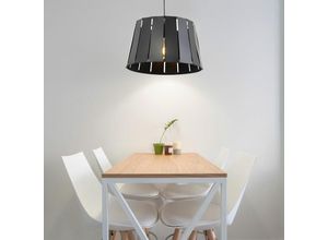 9007371477548 - Pendellampe Esstisch Hängeleuchte schwarz Schlafzimmerlampe modern Schirmleuchte Holzoptik Hängelampe Metall matt 1x E27 Fassung DxH 35x120 cm