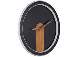 9007371479085 - Wanduhr Wandleuchte LED-Hintergrundbeleuchtung Metall Holz Schwarz-matt D 31 cm