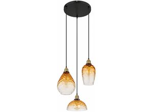 9007371479375 - - Hängeleuchte Wohnzimmer Pendellampe Designleuchte Esstischlampe 3-flammig mit Glasschirm Metall amber klar 3x E27 DxH 46x150 cm