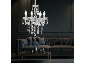 9007371483389 - - Hängeleuchte Hängelampe Kronleuchter Lüster Wohnzimmerlampe Kristallleuchte 4 Flammig Acrylkristalle verchromt E14 Fassungen DxH 42x135cm