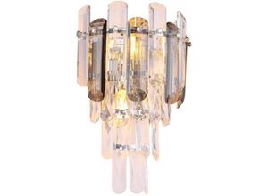 9007371484140 - Lighting - Wandlampe Wandleuchte Schlafzimmerlampe 2 flammig Kristalle rauch klar h 34 cm