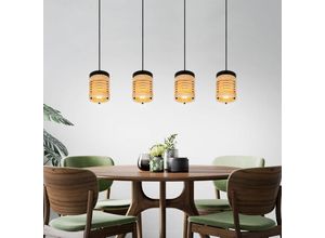 9007371484874 - - Hängelampe Deckenlampe Pendelleuchte Esstischleuchte Wohnzimmerlampe Esszimmerlampe Metall schwarz mdf braun 4 Flammig E27 l 90 cm